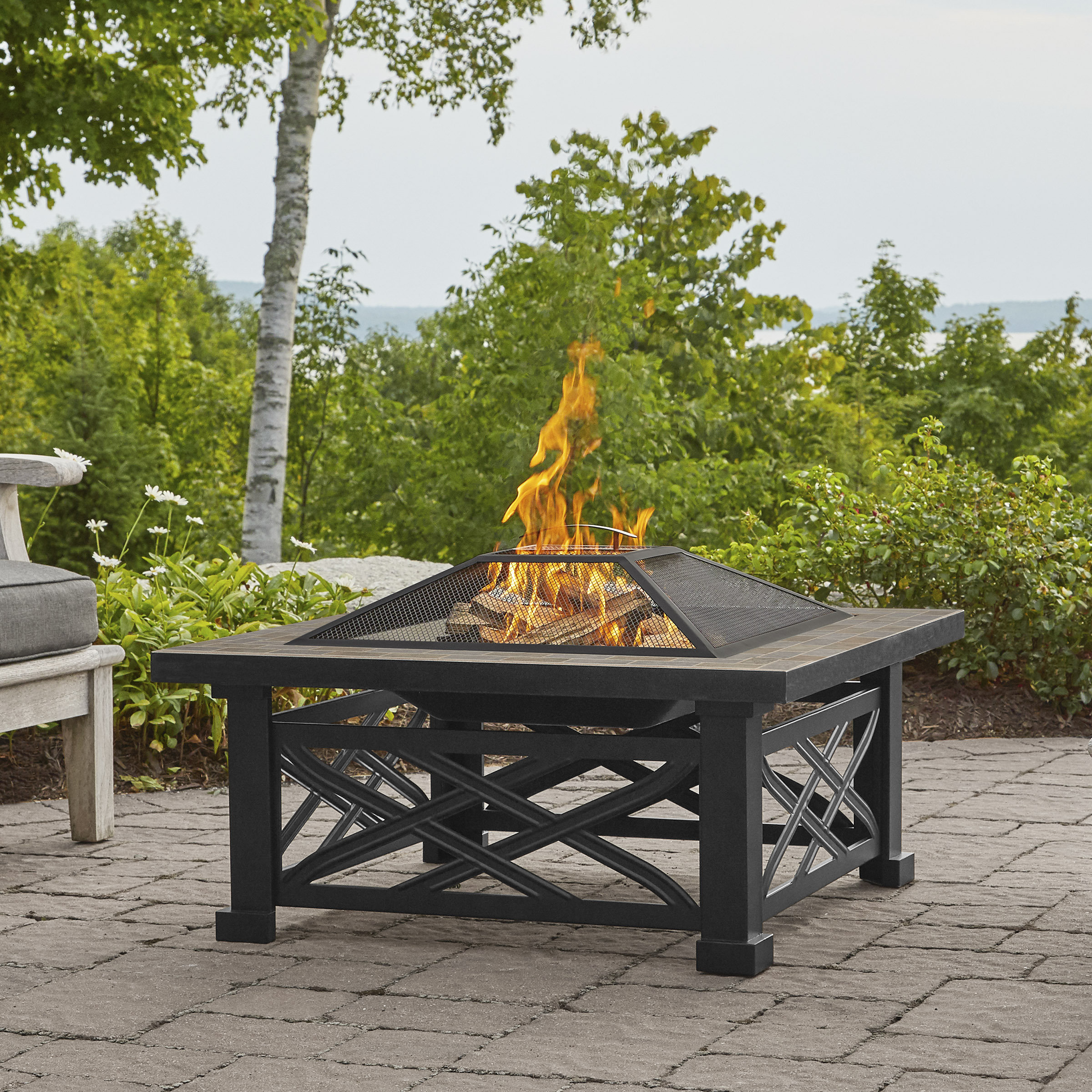 Real Flame Larkspur Iron Wood Burning Fire Pit Table Wayfair