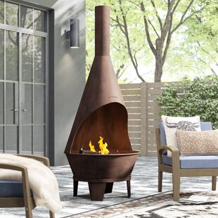 Modern Wood Burning Steel Chiminea Outdoor Patio Winter Heater Cozy Fireplace 
