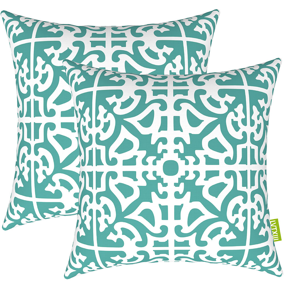 Couch Set of 2, Flower Mint LVTXIII Outdoor/Indoor Throw Pillows Decorative Throw Pillows with Inserts Sofa and Patio Furniture 18”x18” Square Pillows for Bed 