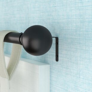 Basics Decorative Tension Shower Curtain Rod with Rings Finial 91–157 cm Black 