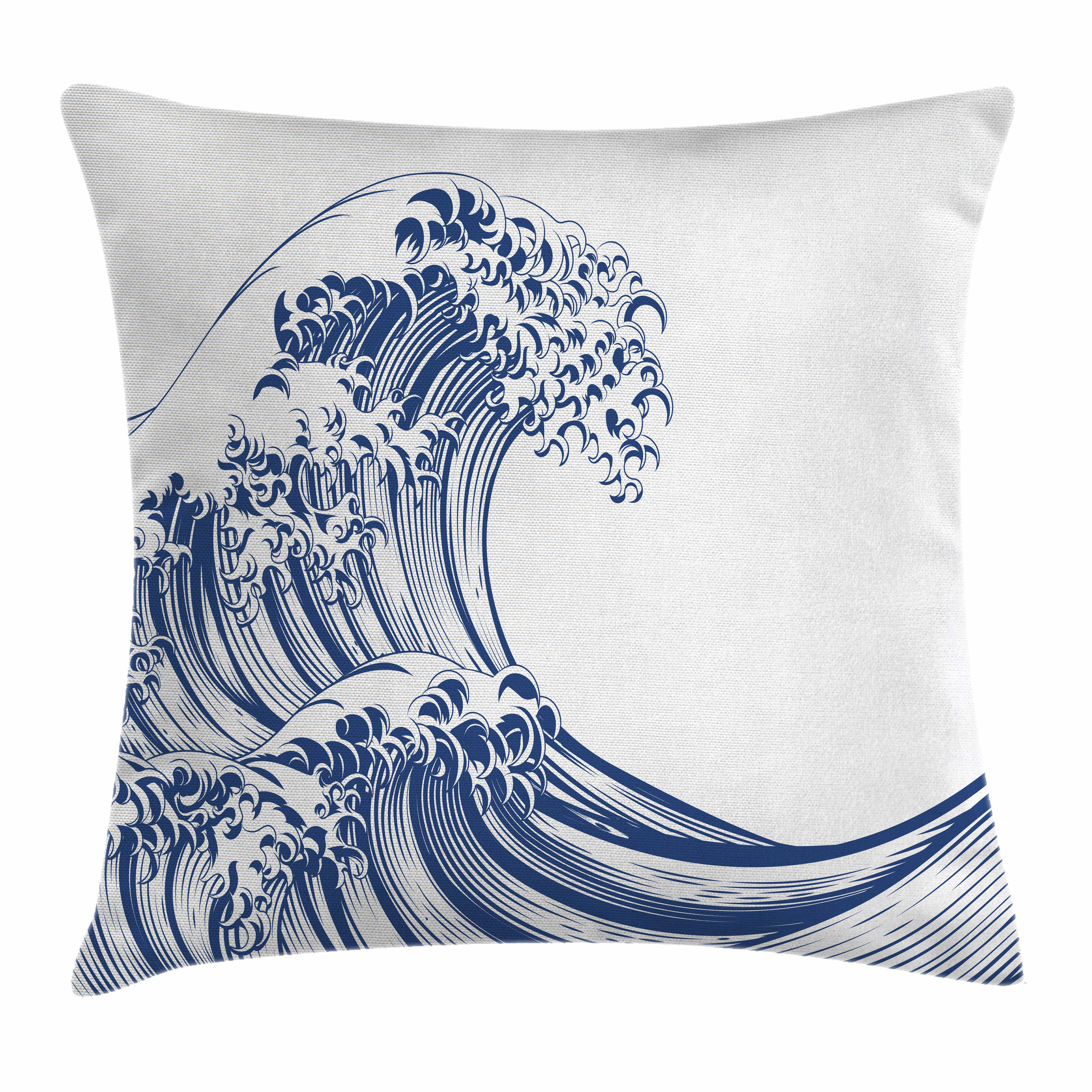 East Urban Home Japanese Wave Oriental Vintage Square Pillow Cover
