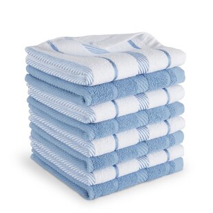 Set of 8- Blue Classic Striped 20 x 28 Machine Washable Everyday Kitchen Basic Dishtowel DII 100% Cotton