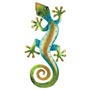 Decor Lucertola SMERALDO Gecko Decorazione Giardino Animale Ornamento Scultura Wall Art 