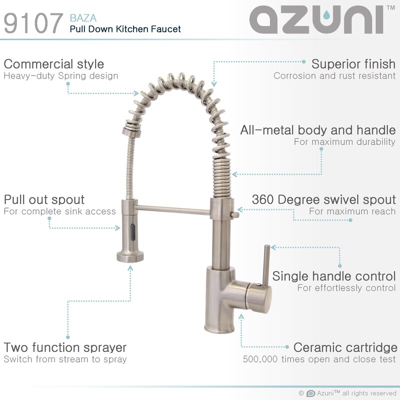 Azuni Pull Down Single Handle Kitchen Faucet Wayfair