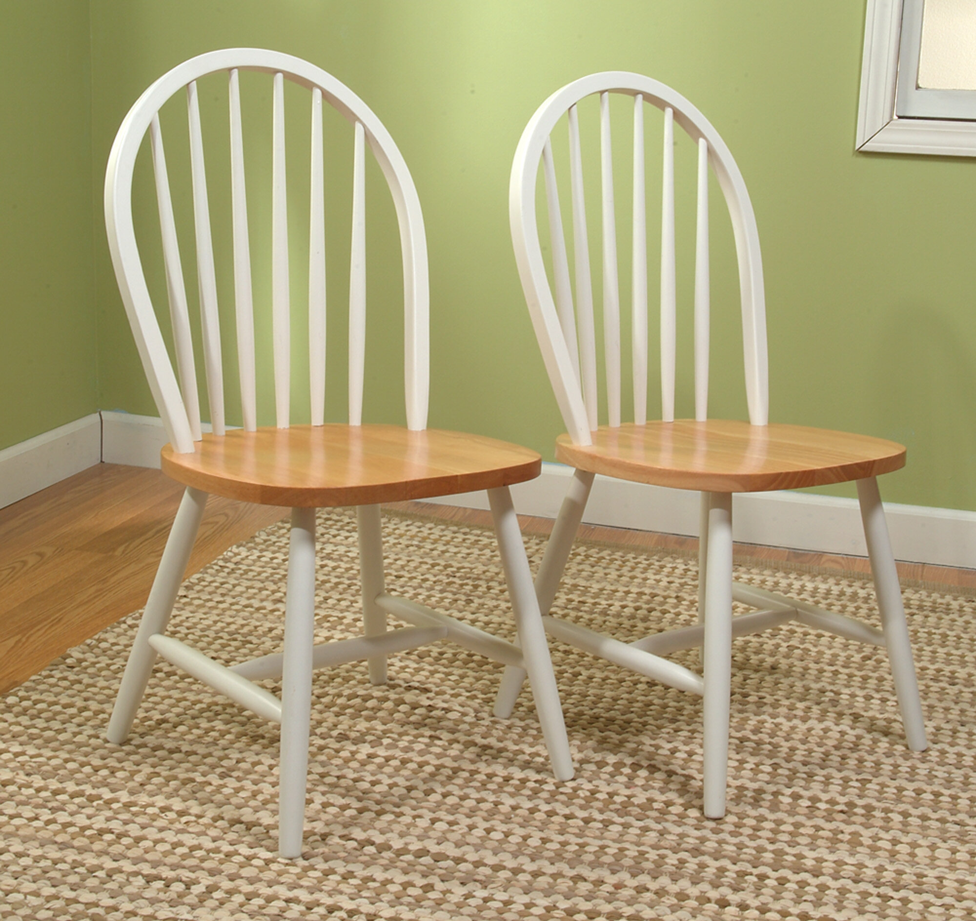 white and natural wood kitchen chairs