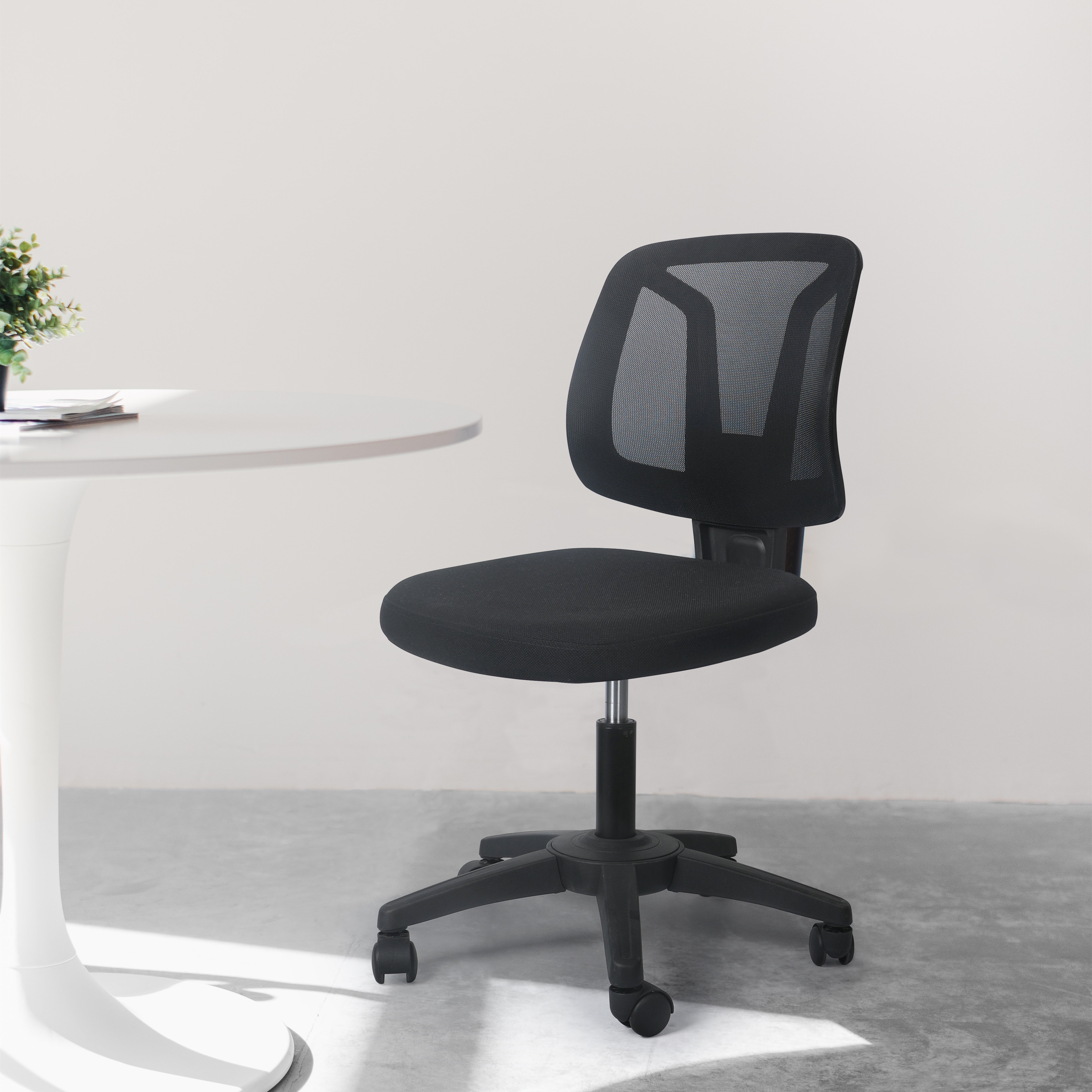 New Black Armless Adjustable Height Office Chair 