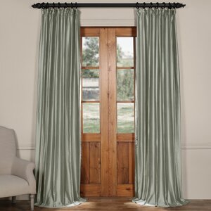 Lincoln Solid Thermal Cotton Silk Tab Top Single Curtain Panel