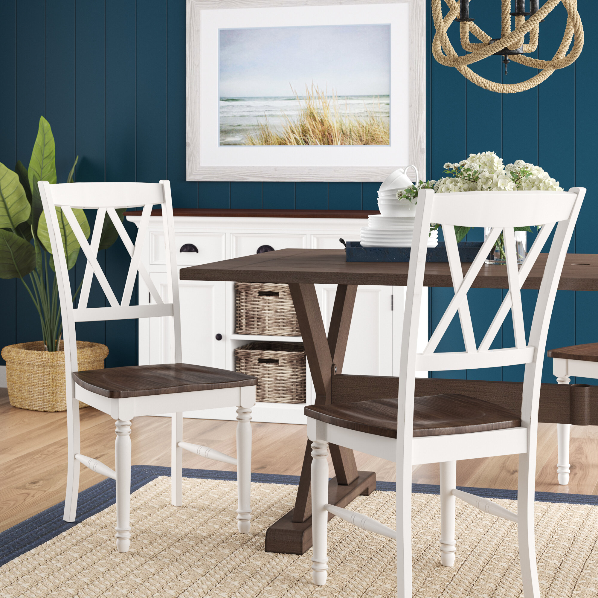 cross back white dining chair