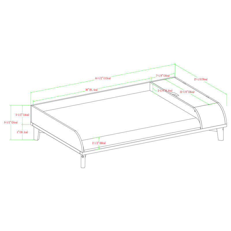 white cot with storage