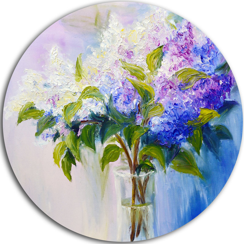 Designart Blue And White Lilacs In Vase Oil Painting Print On