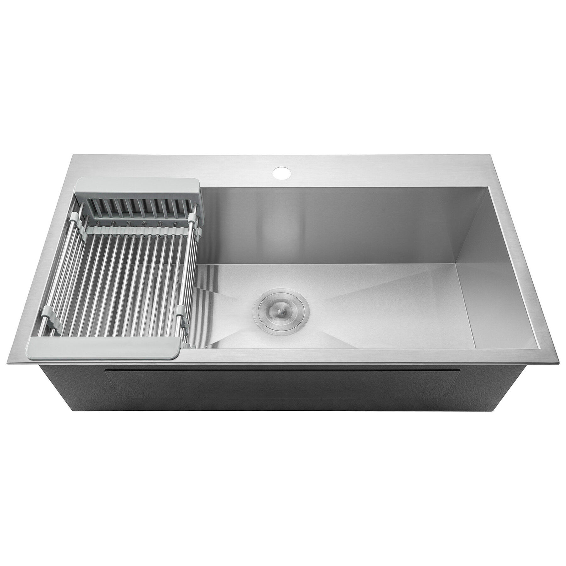 33 L X 22 W Drop In Kitchen Sink With Adjustable Tray And Drain Strainer Kit