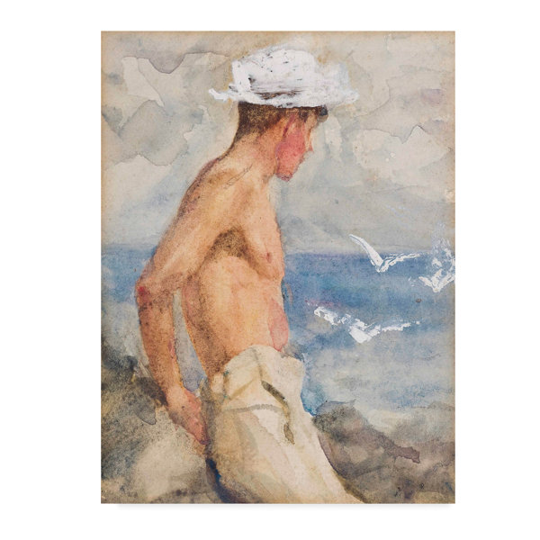 Breakwater Bay Study Of A Young Man Looking Out To Sea Oil