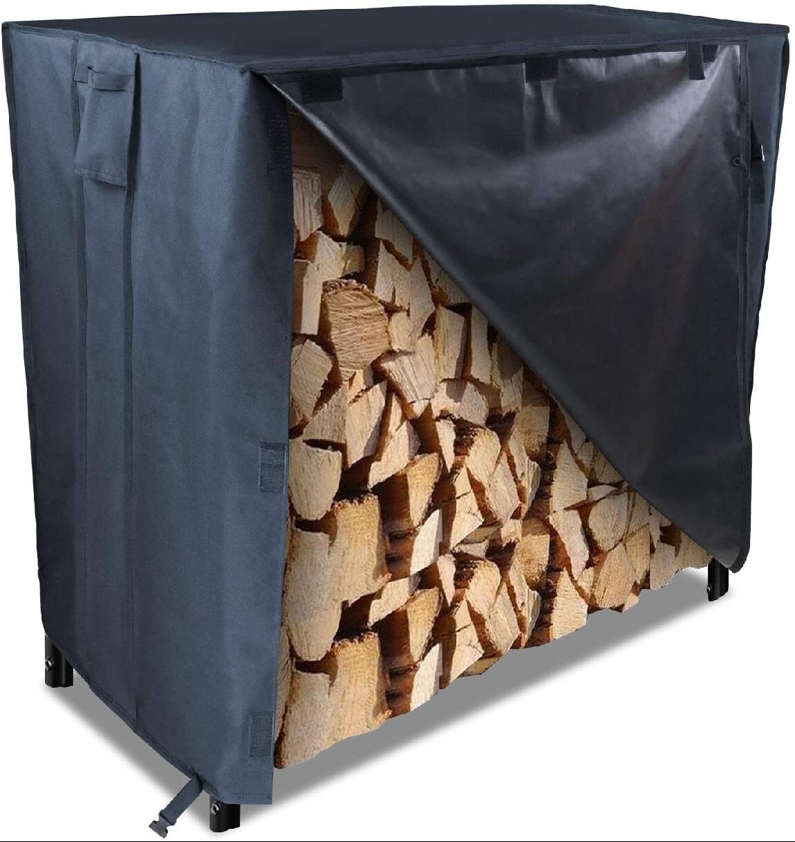 4ft Outdoor Waterproof Firewood Rack Log Full Cover Heavy Duty Dust Protector