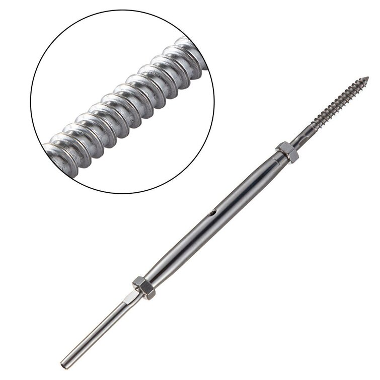 50X T316 Lag Screw Stainless Steel Hand Swage Tensioner for 1/8" Cable Railing 