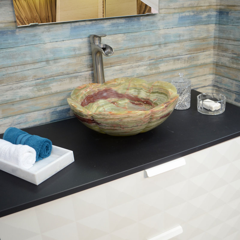 Onyx Marble Designs Flower Stone Specialty Vessel Bathroom Sink