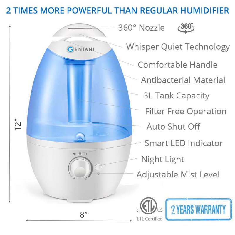quiet ultrasonic console humidifier