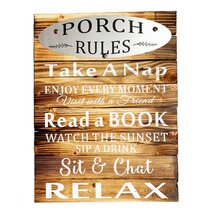 Porch Rules Printed Handmade Wood Sign 