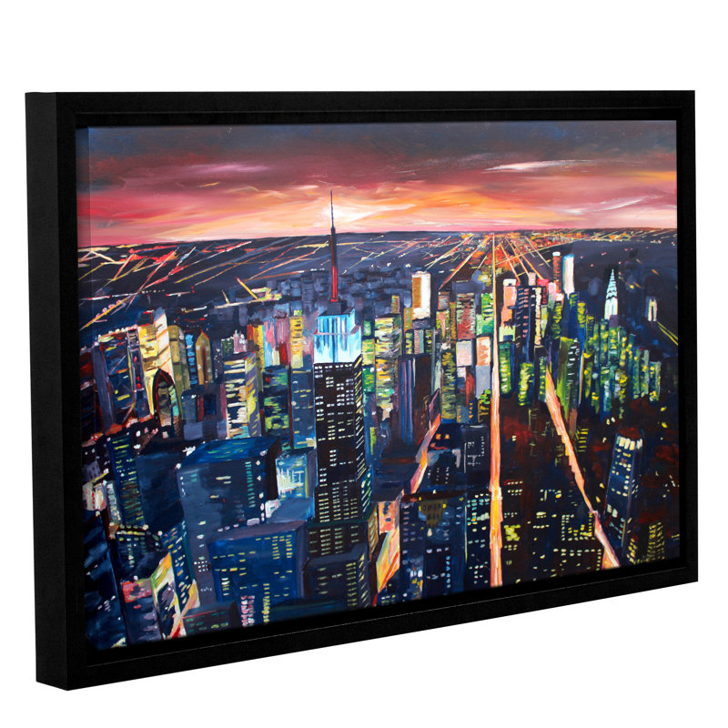 Ebern Designs New York City The Empire State Building At Night Framed Painting Print On Wrapped Canvas Wayfair