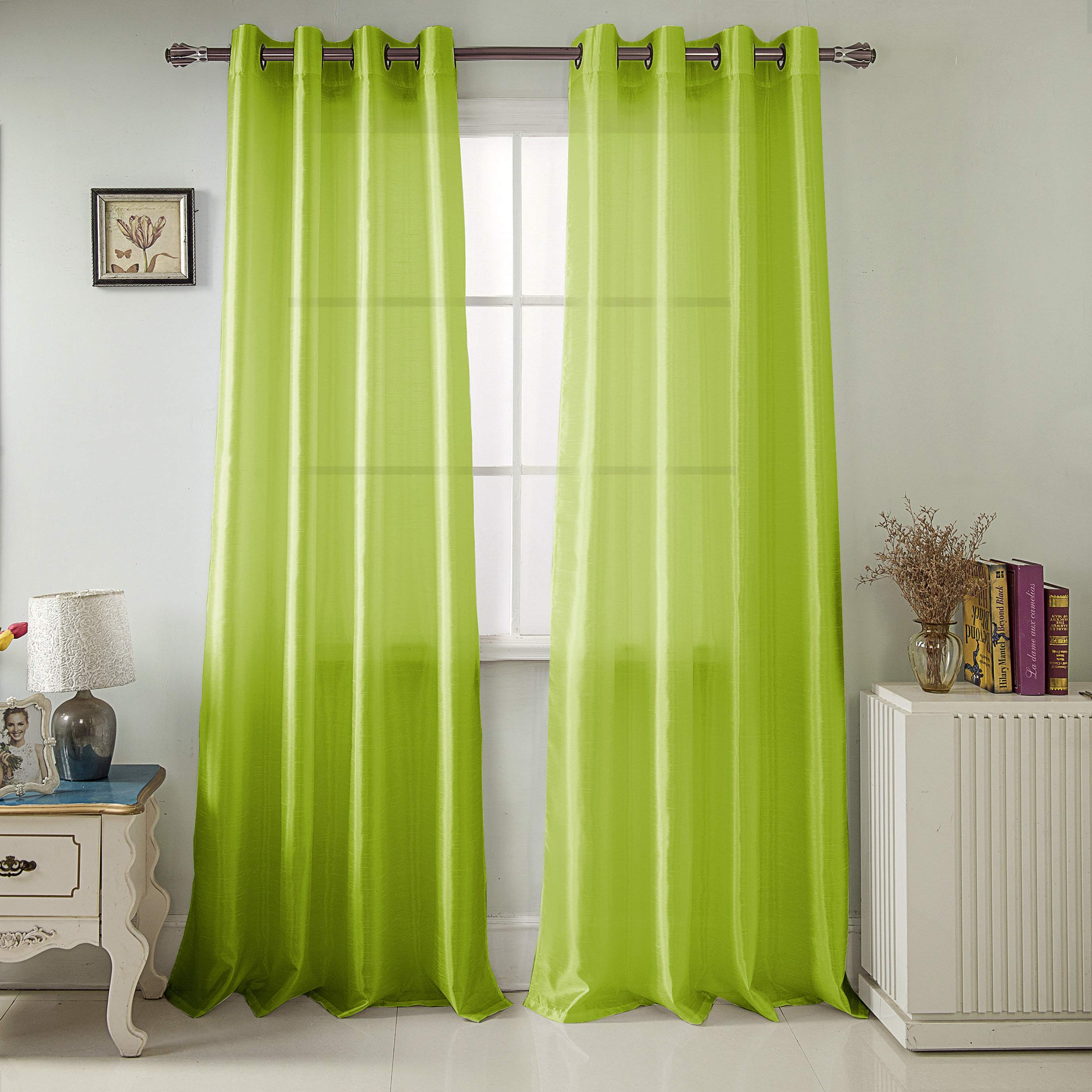 Charlton Home Mattingly Solid Semi Sheer Grommet Faux Silk Single