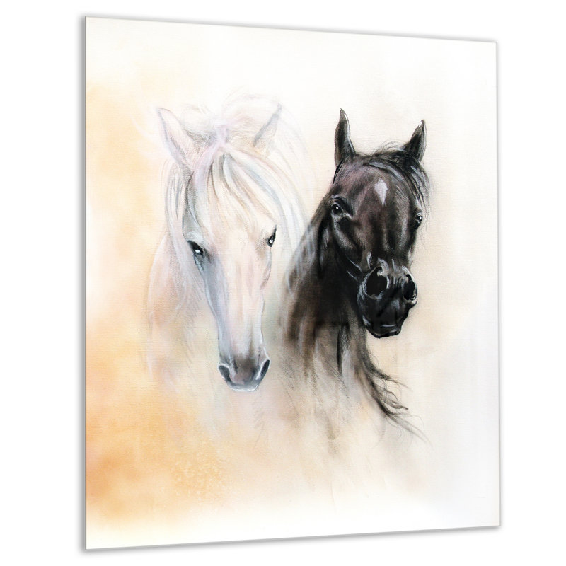 Designart Horse Heads Animal Painting Print On Wrapped Canvas