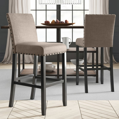 Carliana Fabric Counter Height Stools with Nailhead  trim