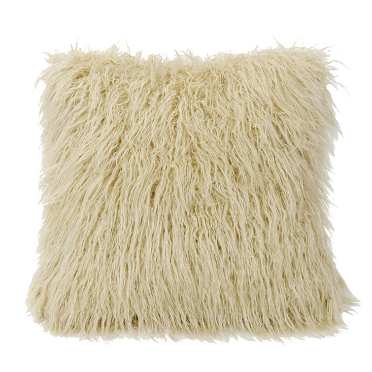 cream faux fur throw pillow