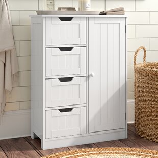 Home Furniture Free-Standing Design 1 Door 30 x 96.5cm Bathroom Storage Cabinet Color: White/Brown, Material: Wood 