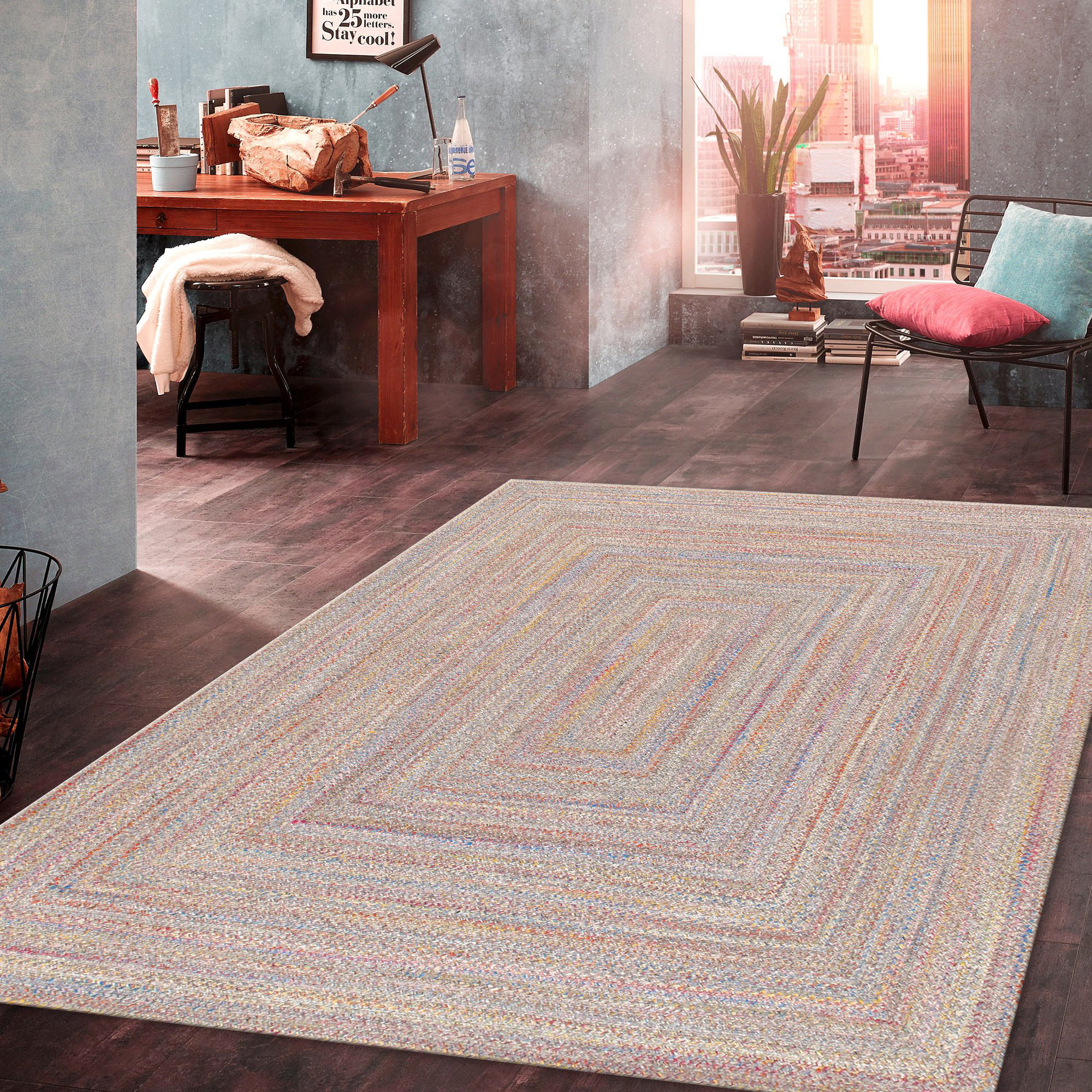 Pasargad Lagos Geometric Handmade Braided Area Rug in Multicolor Wayfair