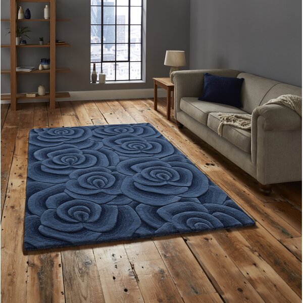 Ebern Designs Schulenburg Hand Tufted Wool Blue Rug Wayfair Co Uk