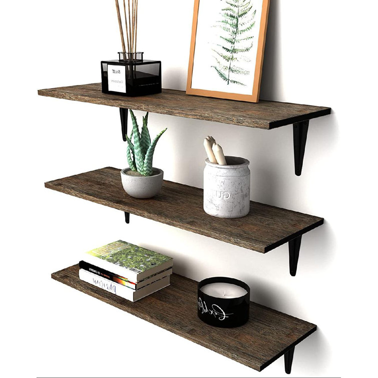 Floating Shelves,Wall Shelf Set Of 3,Wall Mounted Floating Shelf With Large  Storage For Bedroom Living Room Bathroom Kitchen Office