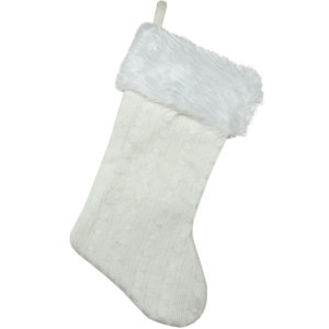 Cable Knit and Faux Fur Cuff Decorative Christmas Stocking