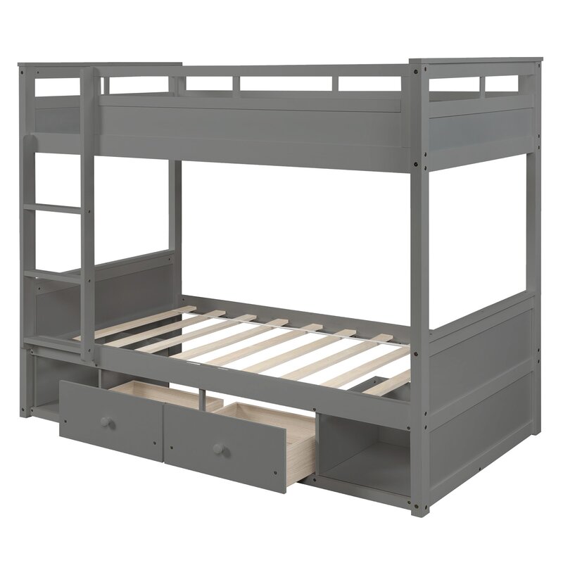 Harriet Bee Hebe Twin Bunk Bed with 2 Drawers | Wayfair