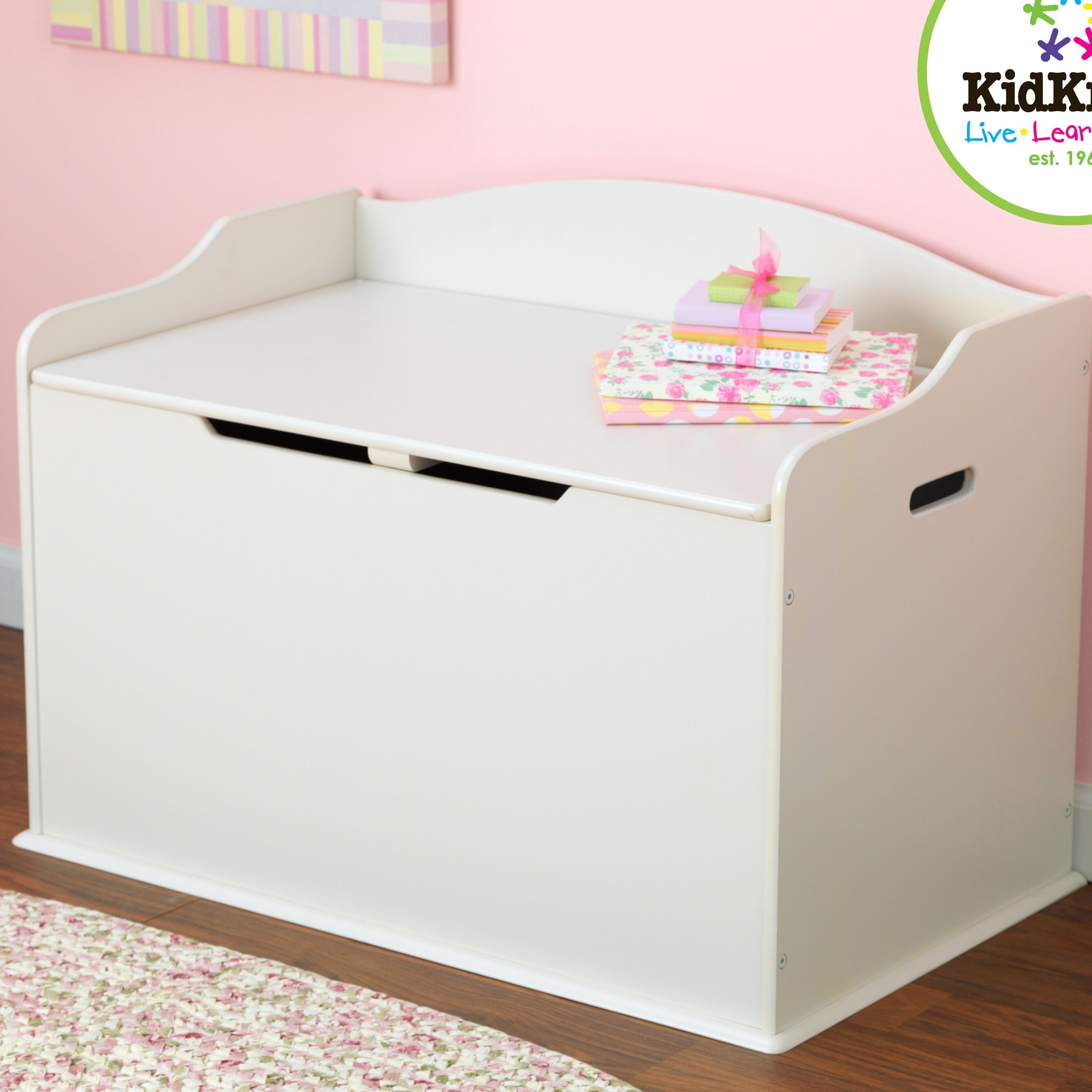 cream wooden toy box