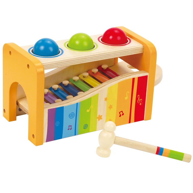E0305 for sale online Hape Pound and Tap Bench with Slide Out Xylophone 