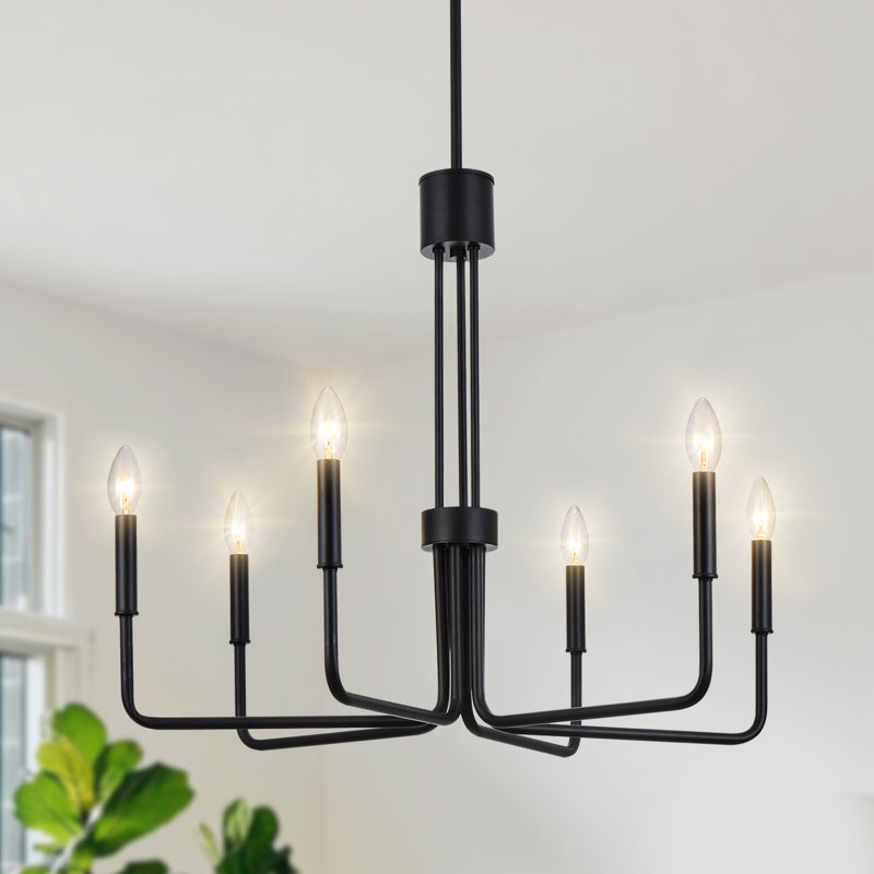 6 - Light Candle Style Classic Chandelier Finish: Black