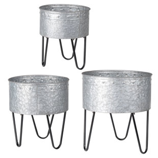 Large Galvanized Metal Buckets Wayfair Ca
