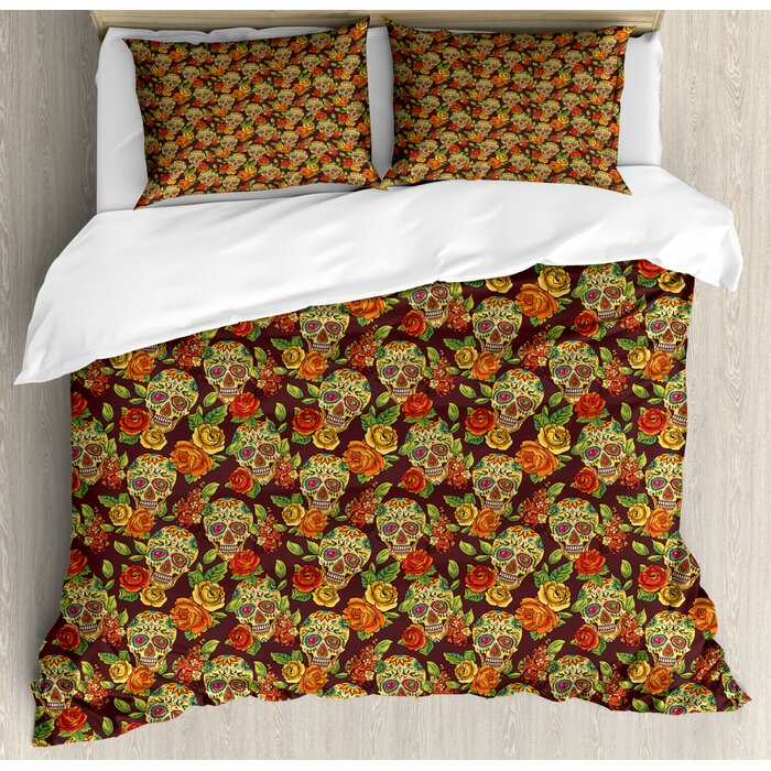 East Urban Home Sugar Skull Duvet Cover Set Wayfair