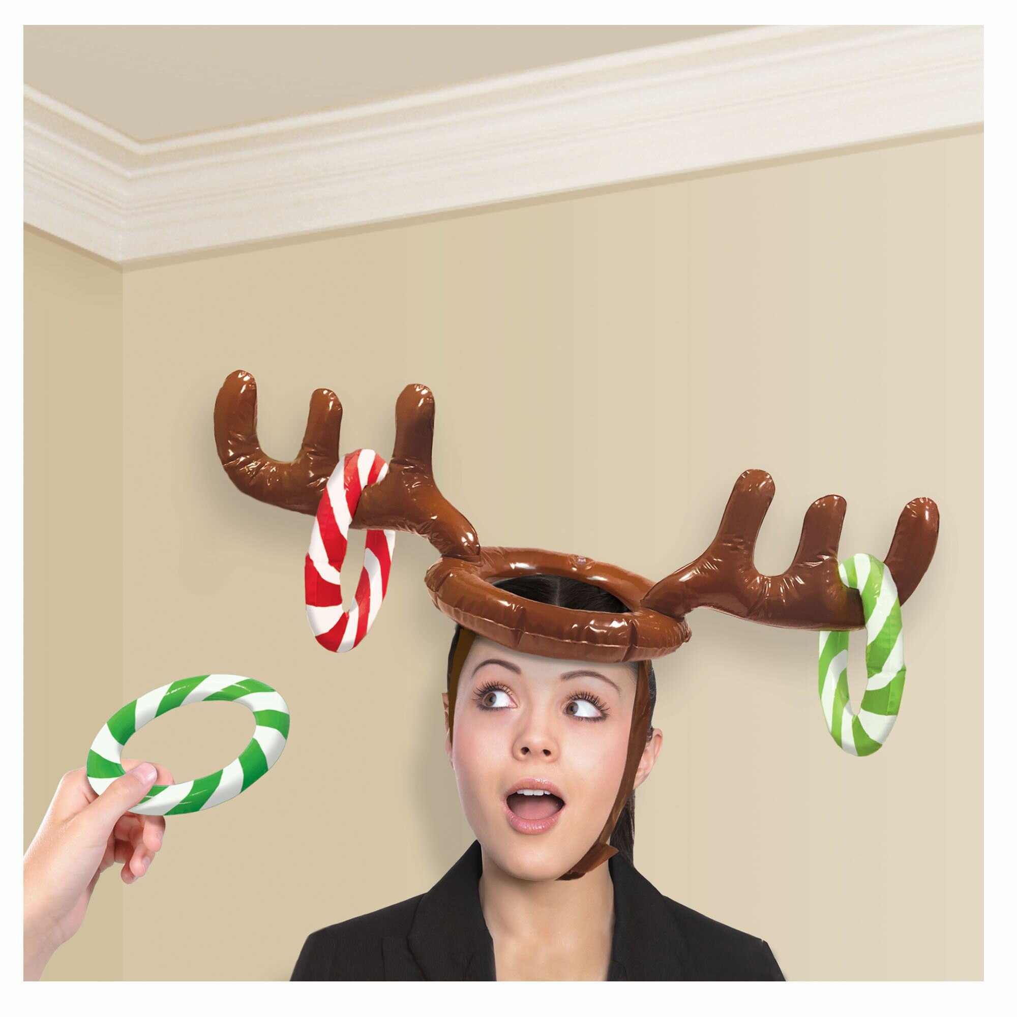 YaptheS Inflatable Reindeer Christmas Hat Elk Antler Ring Toss Holiday Party Game Dress Up Toys Christmas Decoration 1 Set 