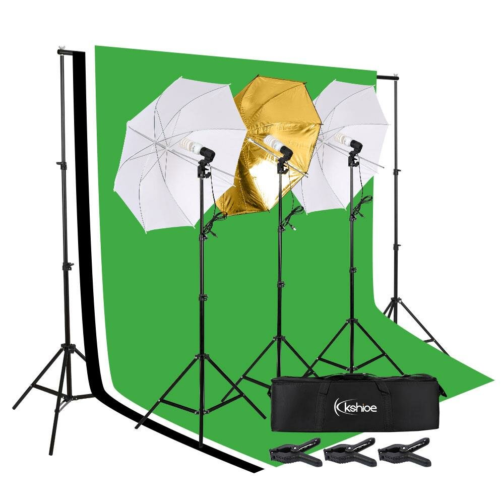 Backdrop Support System with Muslins and Clamps JSAG412 and 43 Reflector Disc Julius Studio Complete Photo and Video Studio Lighting and Backdrop Kit with Softbox and Umbrella Reflectors 
