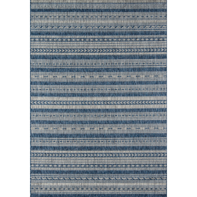 Novogratz Tuscany Striped Denim Blue Tan Indoor Outdoor Area Rug Reviews Wayfair