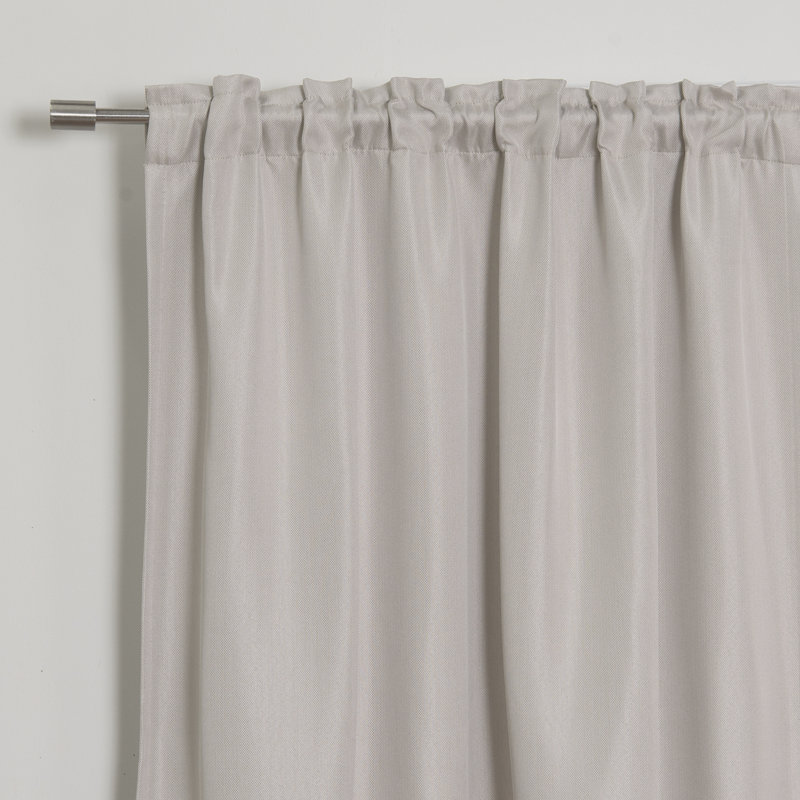 Vicenta Basketweave Faux Linen Solid Blackout Back Tab Top Curtain
