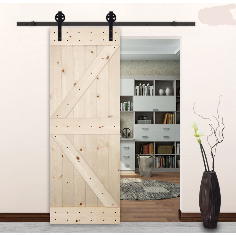 Lubann Big Wheel Style Sliding Wood Track Kit Barn Door Hardware Reviews Wayfair