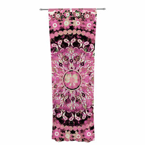 Nina May Pink Mosaic Mandala Illustration Damask Sheer Rod Pocket Curtain Panels Panels (Set of 2)