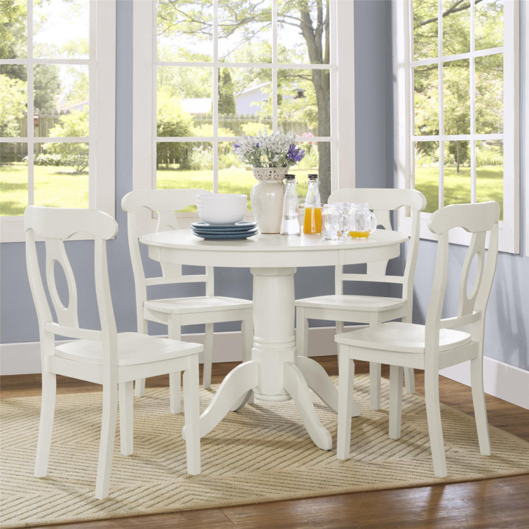 white 5 piece round dining set