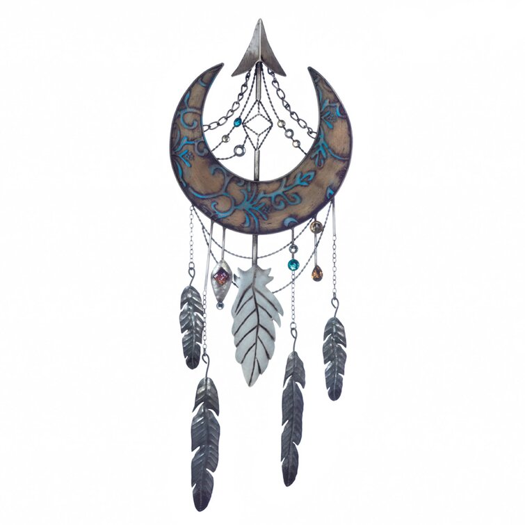 22"x16" Wolf Woods Full Moon Dream Catcher Wall Hang Decor Feathers Wood Frame 