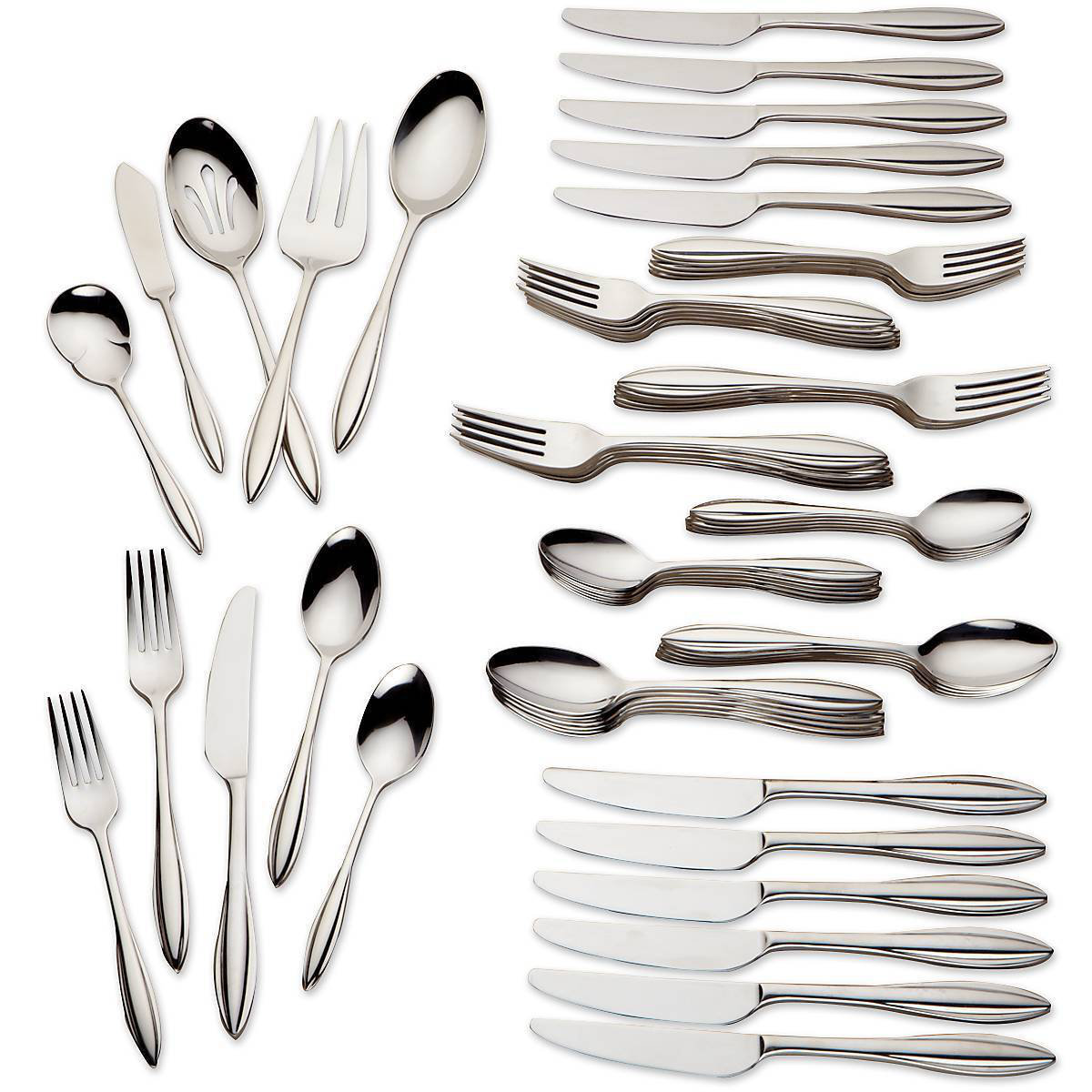 Lenox Sculpt Stainless Steel Flatware Set of 65 & Reviews Wayfair