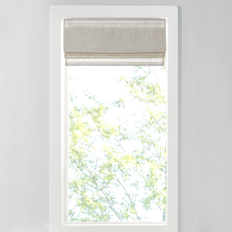 Kyler Linen Blend Light Filtering Roman Shade Length & Width: 35"W x 64"L, Color / Finish: White