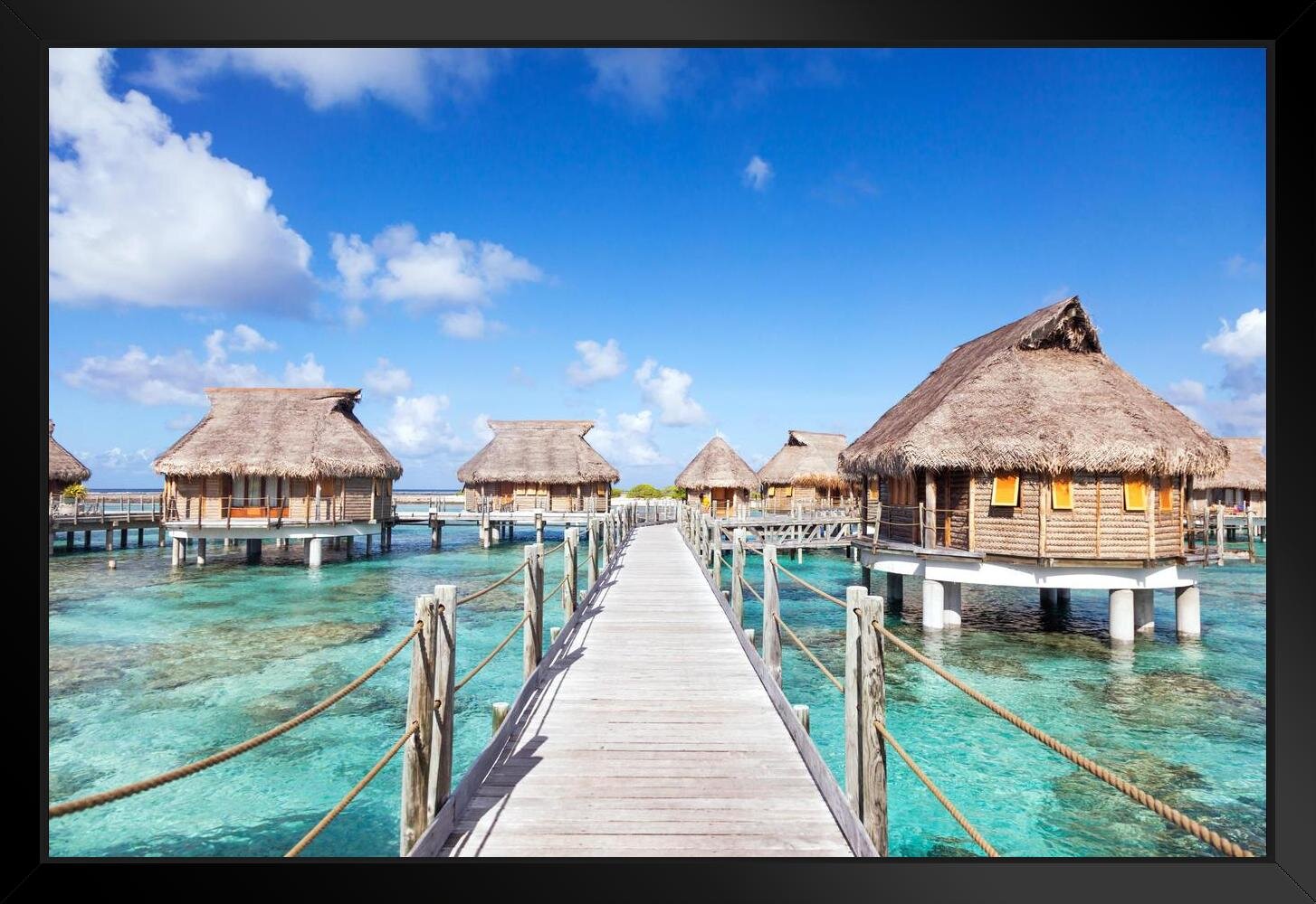 Latitude Run® Bora Overwater Bungalows In The Lagoon Photo Matted ...