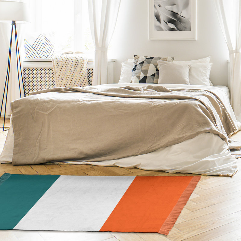 East Urban Home Miami Throwback Football Blue Orange Area Rug Wayfair