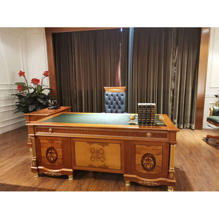 infinityfurnitureimport genoa 78 74 executive desk with green upholstered top wayfair